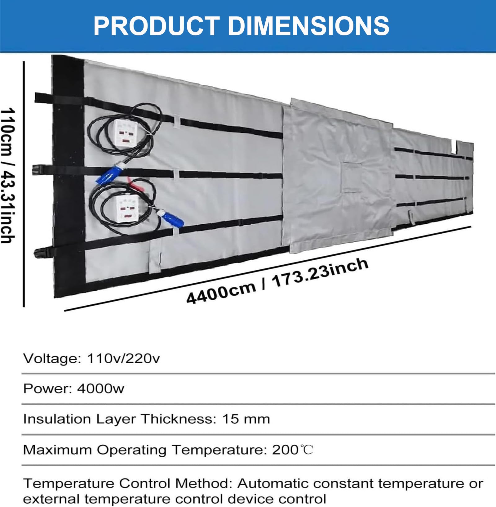 Profesjonalny koc grzewczy do beczek z olejem, koc grzewczy do beczek z olejem o mocy 4000 W, szybkie nagrzewanie i opcjonalna regulacja temperatury 0~150°C Silver