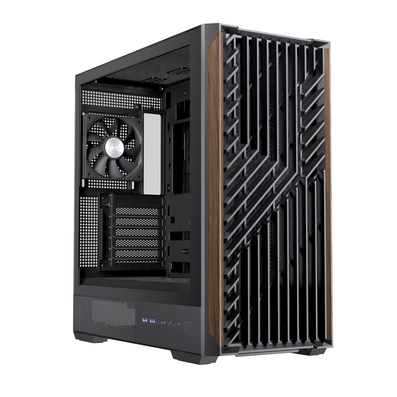 Einarex Pulse P800 Core Caja de PC para Gaming, Soporte para 13 Ventiladores de 120mm, Refrigeración Líquida hasta 360mm, Panel Lateral de Vidrio (Core Negro)