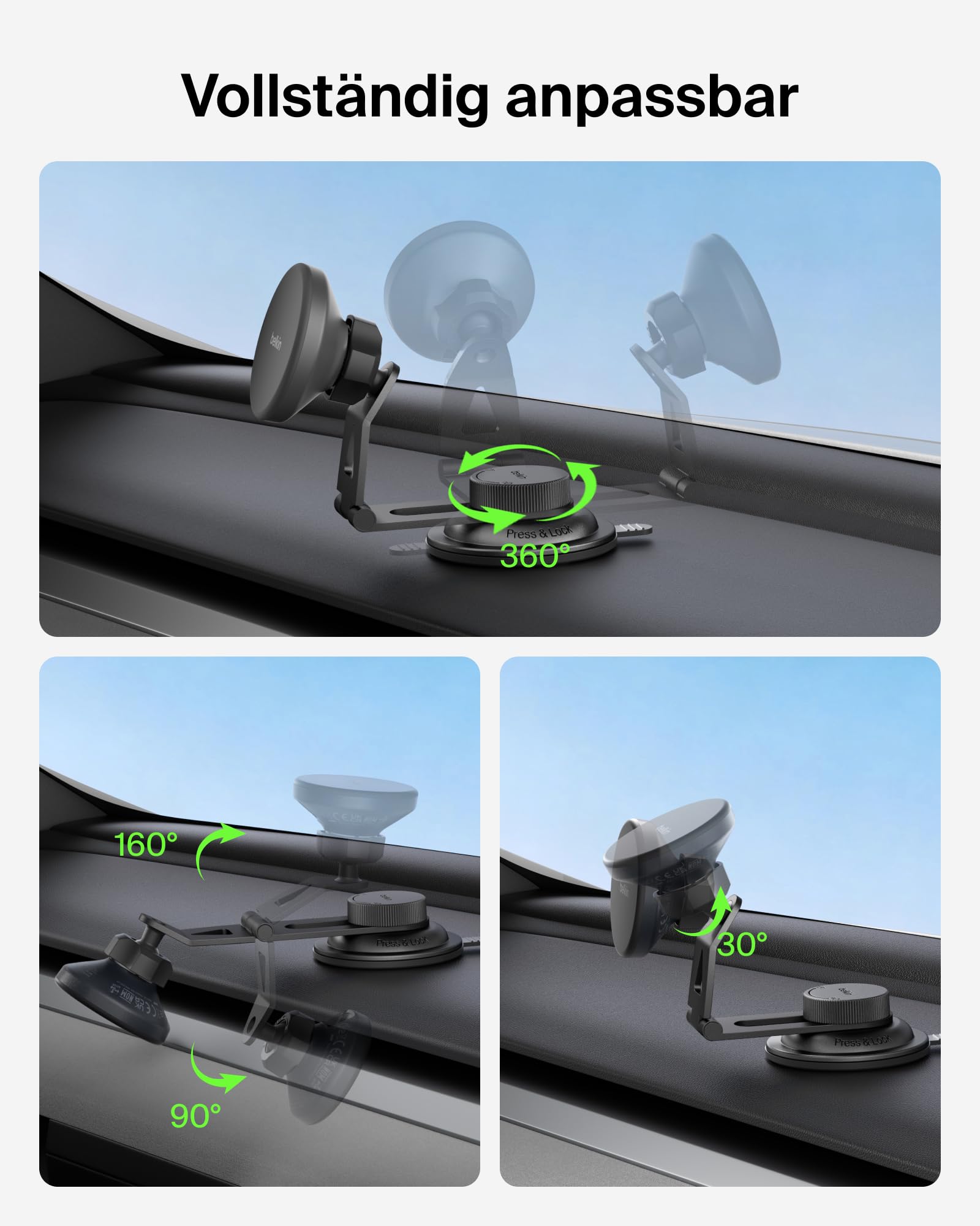 Belkin BoostCharge Qi2 Kfz Ladegerät, Magnetische Handyhalterung Auto mit Ladefunktion, Induktive Ladestation MagSafe Kompatibel, Lüftungshalter mit USB C Kabel für iPhone, Galaxy, Pixelsnap – Schwarz
