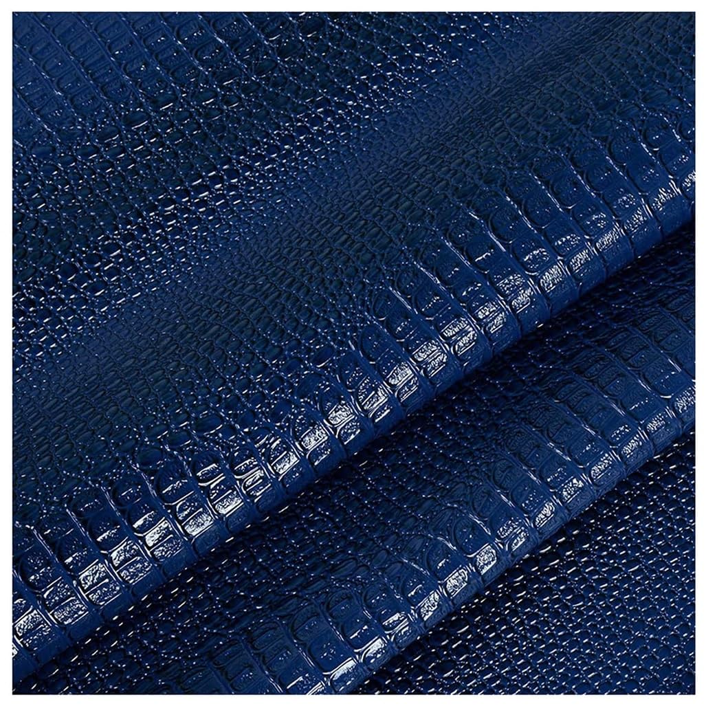 Similicuir crocodile bleu haut de gamme relief brillant
