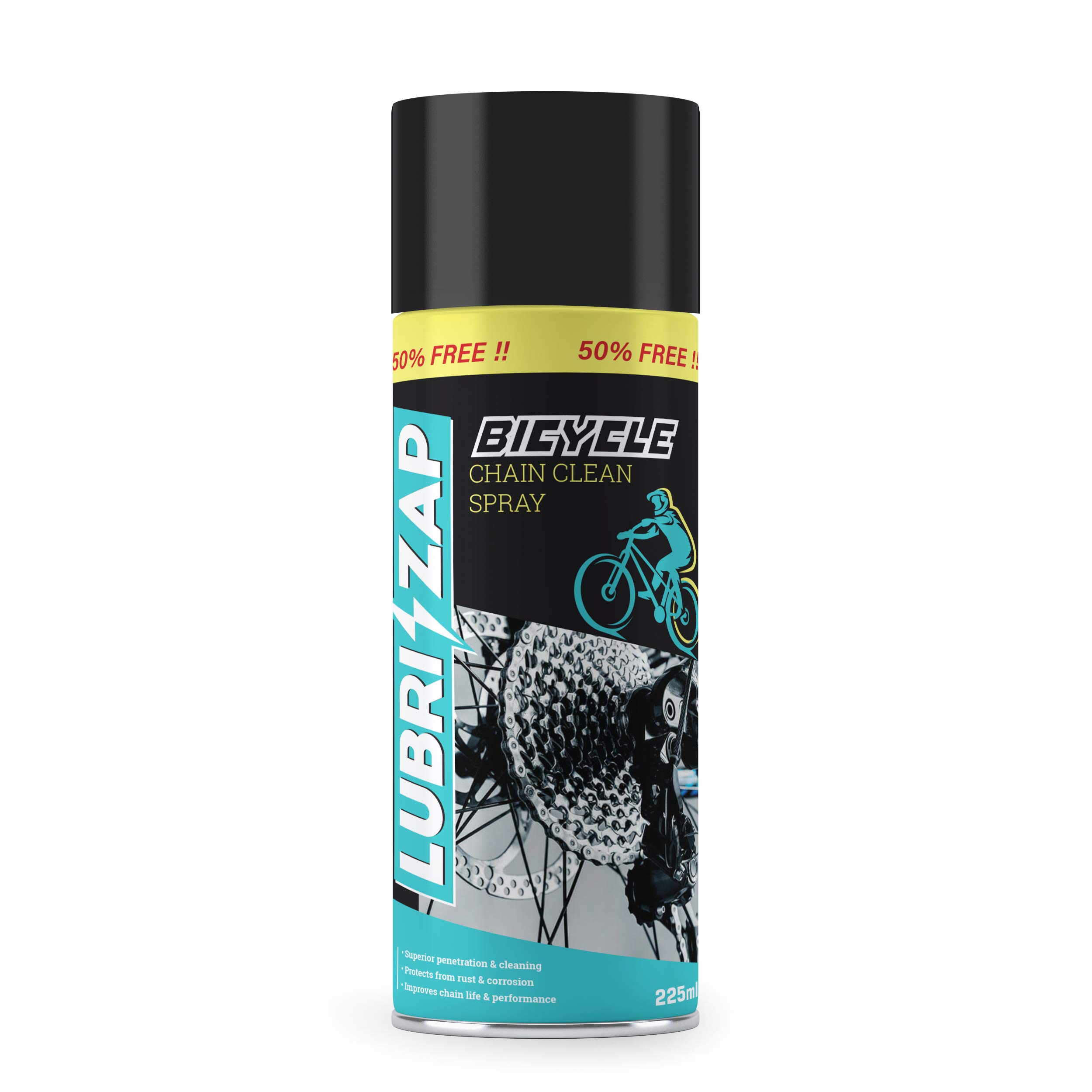 Shadow Securitronics LUBRIZAP Bicycle Chain Clean Spray Lubricant for Improve Chain Life and Performance | High Performance of Grease Cleaning for All Bicycle (225 ml)