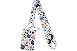 White Cute Cats Lanyard ID Holder for Women and Girls