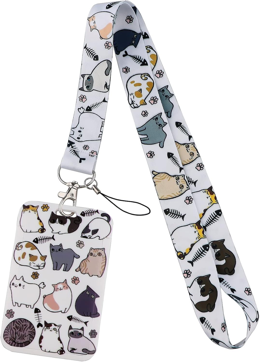 Juanooo White ID Badge Card Holder Lanyard for Keys Cute