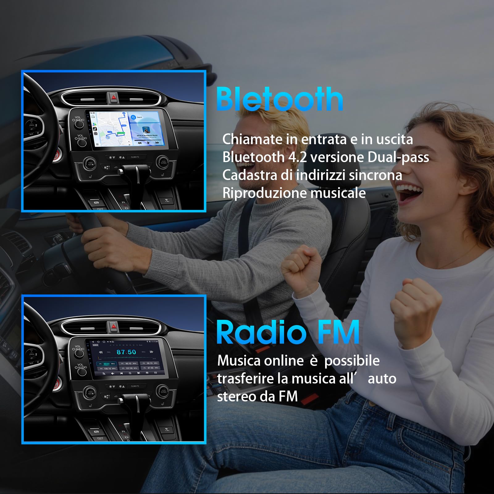 Haudio Autoradio 2 Din con Apple CarPlay e Android Auto, Schermo da 9 Pollici con Telecamera di Retromarcia HD, Navigazione Bluetooth,Controllo Vocale,Mirror Link, FM/AM/AUX per Tutti i Veicoli 2+64GB