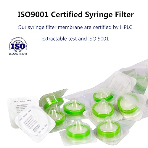 Miniatura 6 de Paquete de 20 filtros de jeringa estéril PES 0.22 um tamaño de poro, diámetro de membrana de 1.299 in, filtración hidroplihica PES de alto