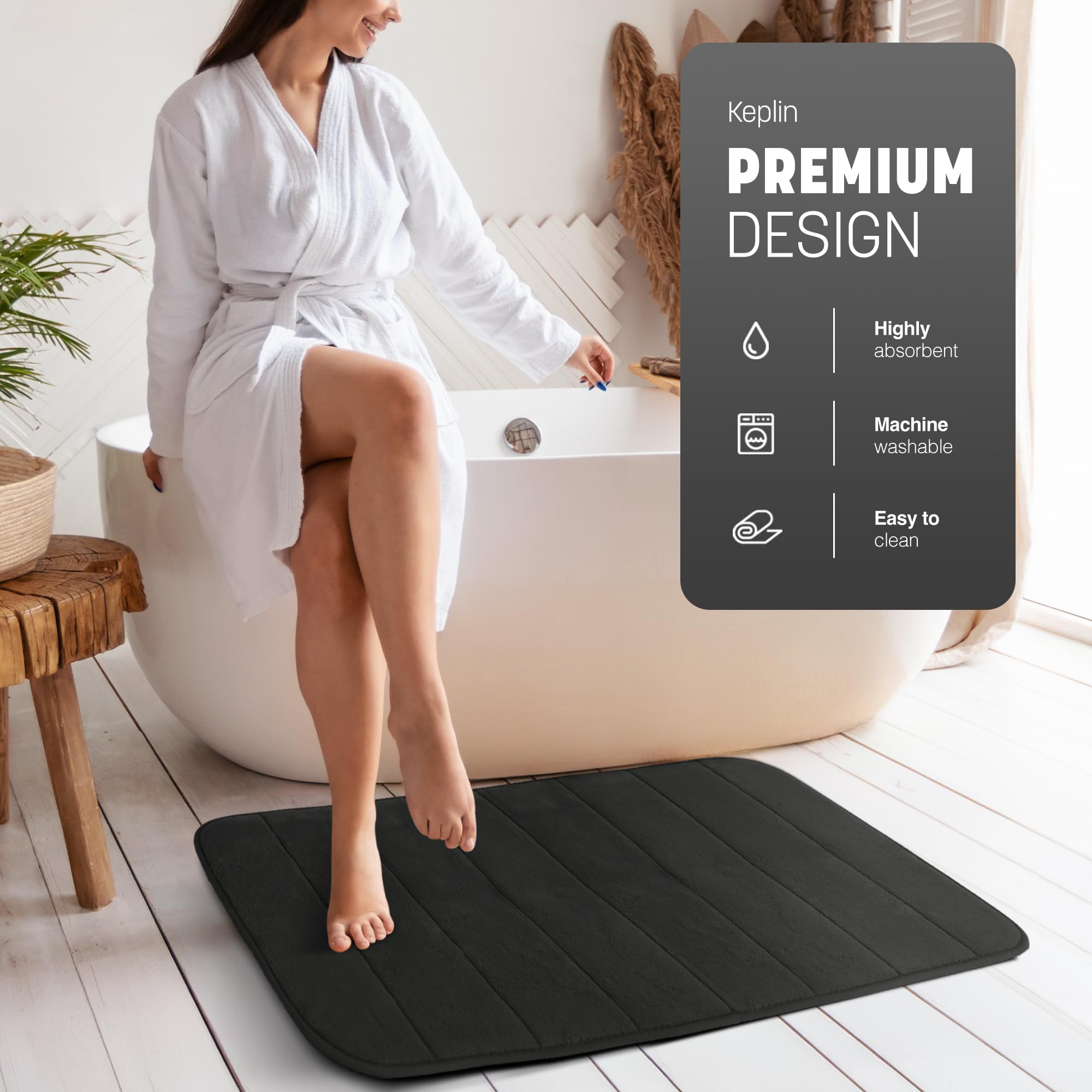 KEPLIN Memory Foam Bath Mat, Ultra-Soft, Highly Absorbent, Non-Slip, Machine Washable - Image 3