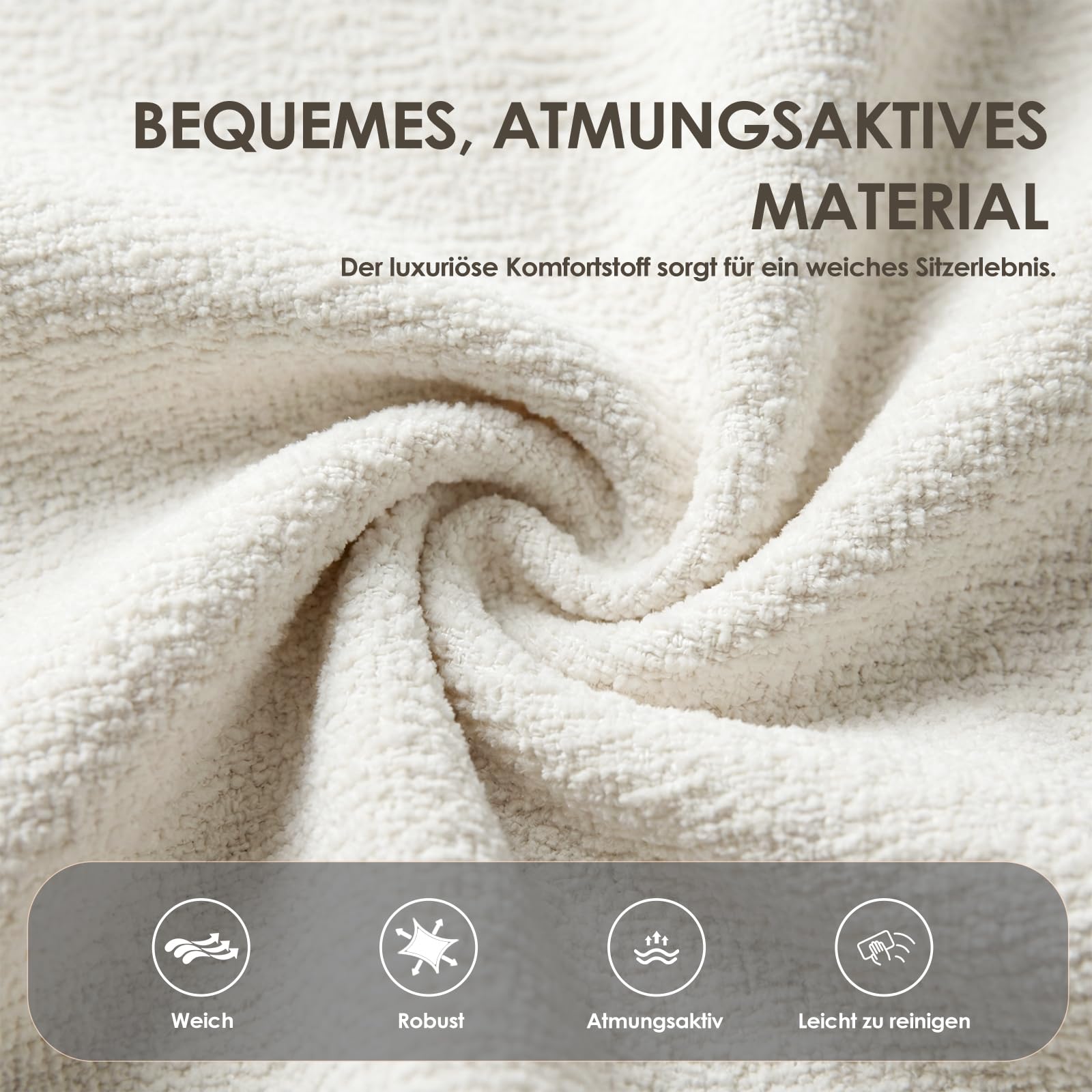COLAMY Mid-Century Modern Design Sherpa Esszimmerstühle 4er Set, Vintage Landhaus-Stil Bouclé Küchenstühle mit offener geschwungener Rückenlehne für Esszimmer, Restaurant, Beige