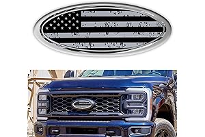 9 Inch Grey American Flag Oval Tailgate Emblem for Ford