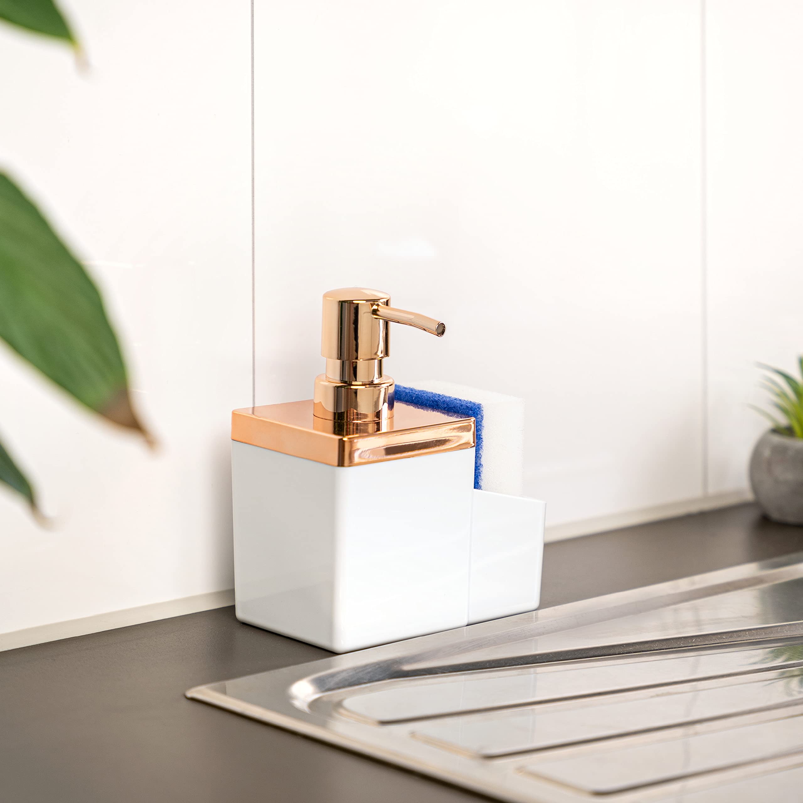 Bremermann Organizer Da Lavello In Acciaio Inox – Porta Spugna E Porta Spazzole, Vassoio Antigoccia, 18x13x12 Cm