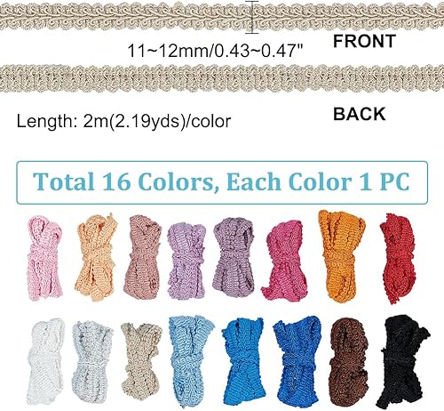 Miniatura 2 de PH PandaHall 34 yardas, cordón trenzado de poliéster tejido de poliéster para coser a mano, manualidades, disfraces, decoración del hogar, 38