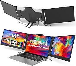 Funhill Laptop Screen Extender 14 inch Laptop Monitor Extender 1080P IPS, Triple Portable Monitor for Laptops 13-17.3" with Display/HDMI Port, Plug-Play Portable Screen for Windows/Chrome/Android