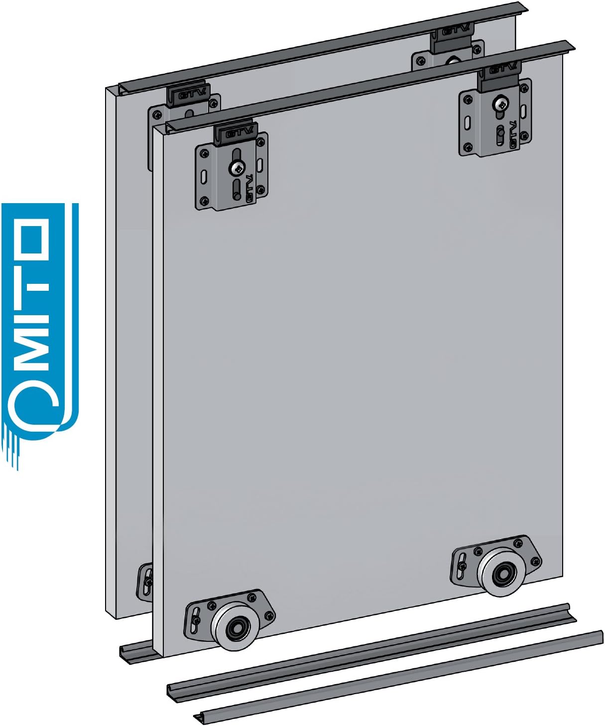 Wardrobe Sliding Door Track Gear System Kit MITO 2000mm, 2500mm or