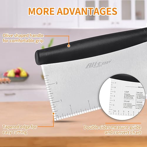 Miniatura 3 de ALLTOP Raspador y picador de banco, esenciales para hornear, cuchillo de hoja de acero inoxidable, herramienta de cocina ideal para hornear en el