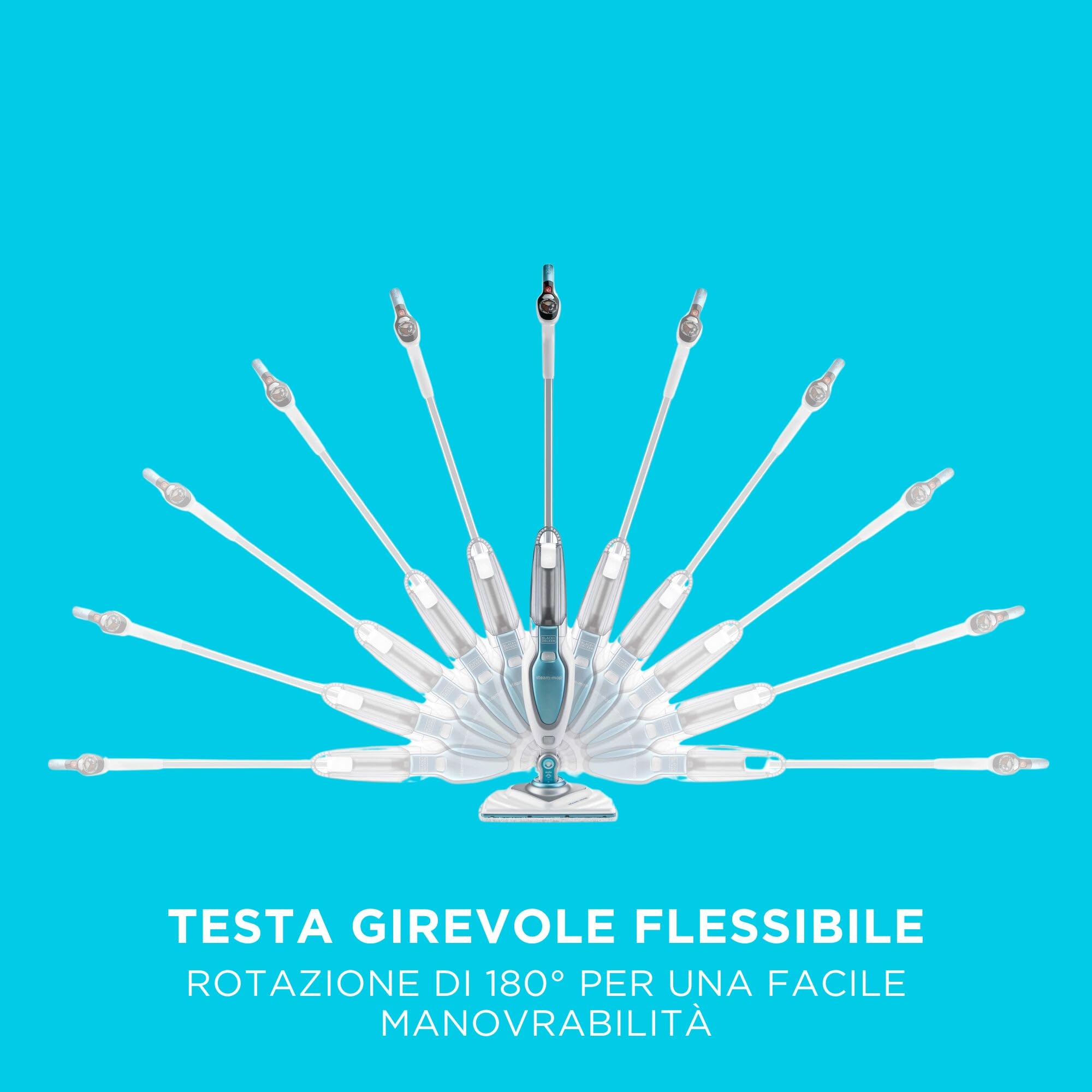 BLACK+DECKER FSM1630-QS Lavapavimenti a vapore STEAM-MOP Deluxe con Minitesta Triangolare Lift&Reach, 1600 W, Serbatoio 460ml