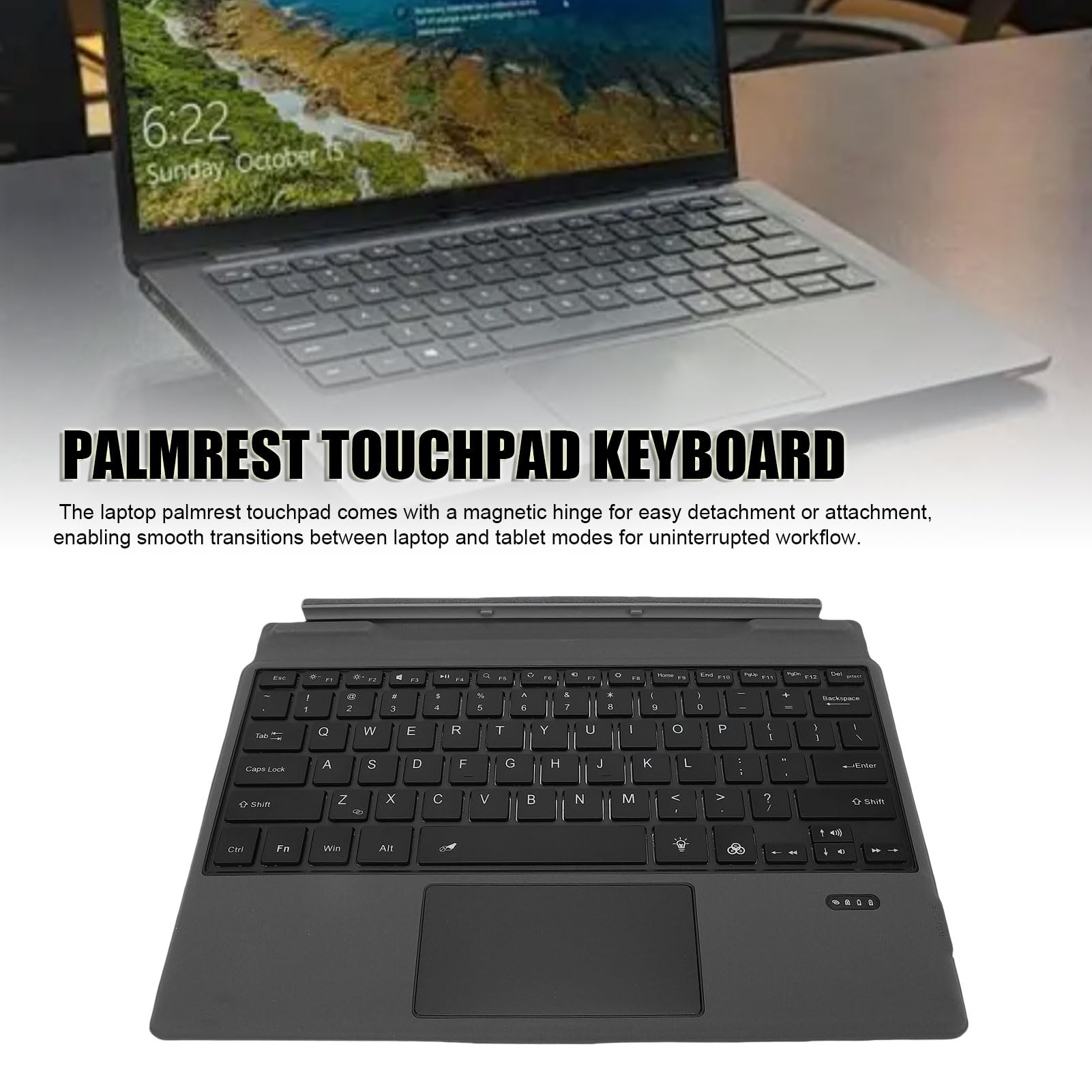 Latitude 7320 - Tastiera touchpad per laptop con tasti retroilluminati per un'esperienza di digitazione perfetta per lavoro o tempo libero, connessione Bluetooth, colore nero