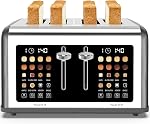 4 Slice Toaster Touch Screen, Stainless Steel Toasters Digital Timer, Dual Control Panel Toasters, 8 Shade Settings 6 Bread Types for Bagel, Cancel, Defrost 1650W Grey