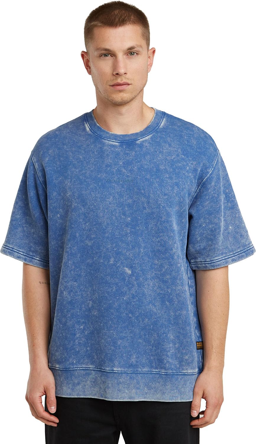 G-STAR Męska bluza Acid Wash Loose Sw SS, Niebieski (Acid Dutch Blue D26285-d575-h225), S