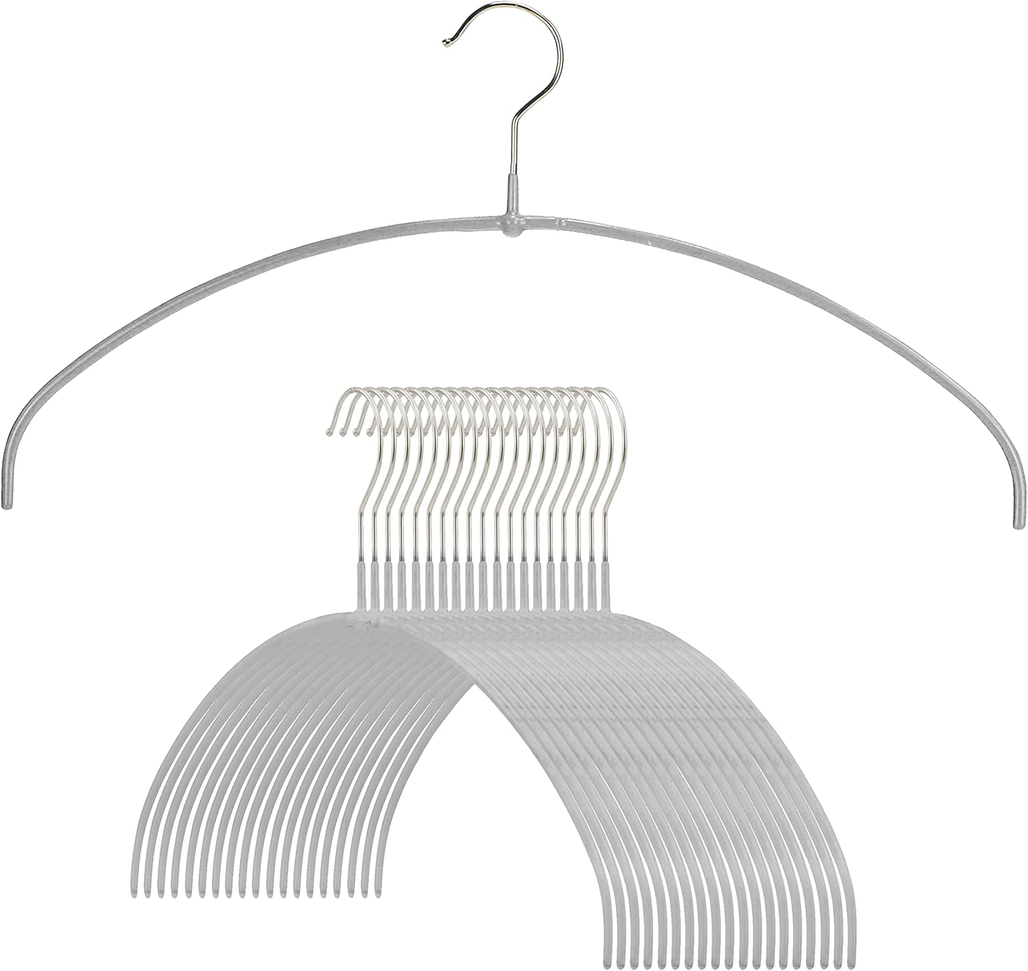 Mawa by Reston Lloyd, Euro Ultra-Thin Series, Non-Slip Space Saving Clothes Hanger, Style 40/PT for T-Shirts, Blouse, & Sun Dresses, Set of 20, Silver