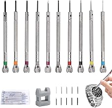 GIONAR 21 x Precision Screwdriver, Eyeglass Screwdriver, Optician/Watch, Flat/Cross Head 0.6-2 mm, with Demagnetizer, for Watch and Glasses Repair