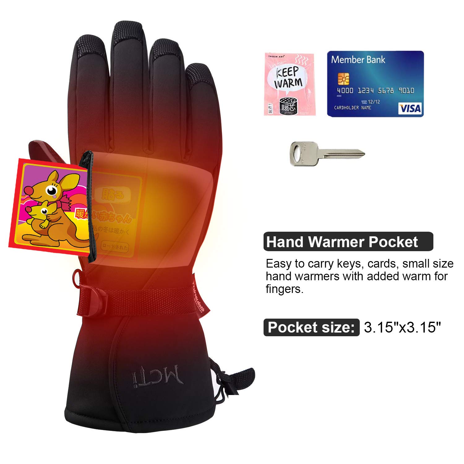Skihandschuhe Herren Wasserdicht Winterhandschuhe 3M Thinsulate Snowboardhandschuhe Thermo Winddicht