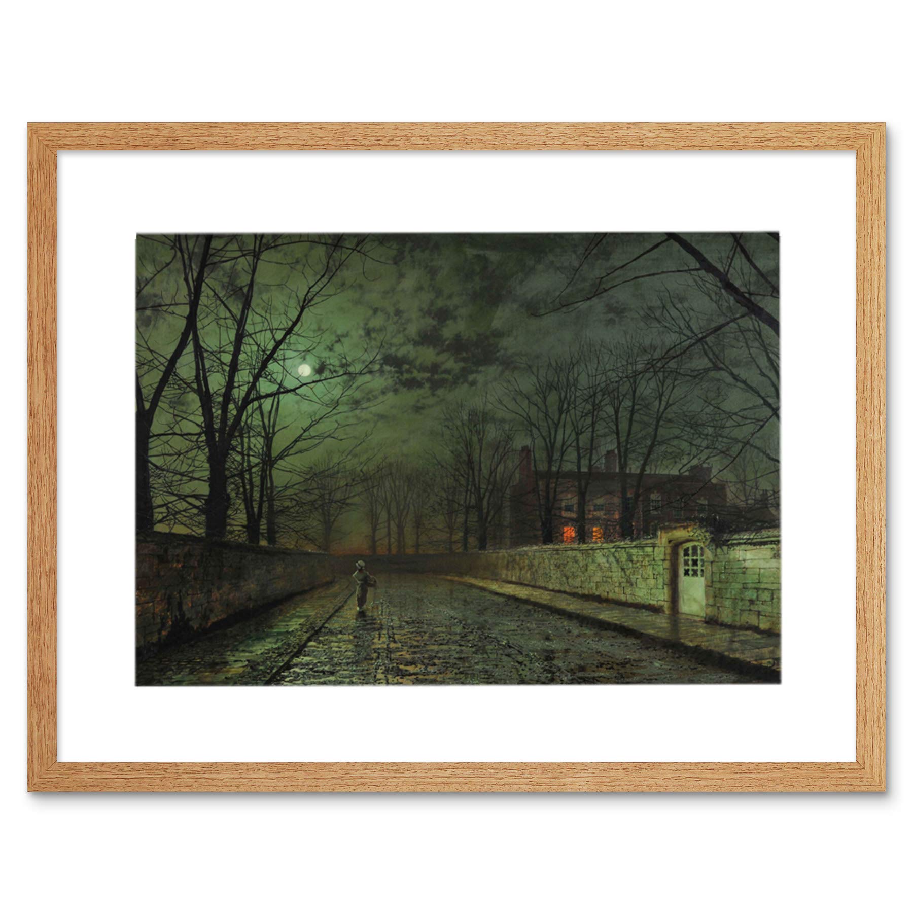 Wee Blue Coo John Atkinson Grimshaw Moonlit Street Painting Framed Art Print Picture F12X462