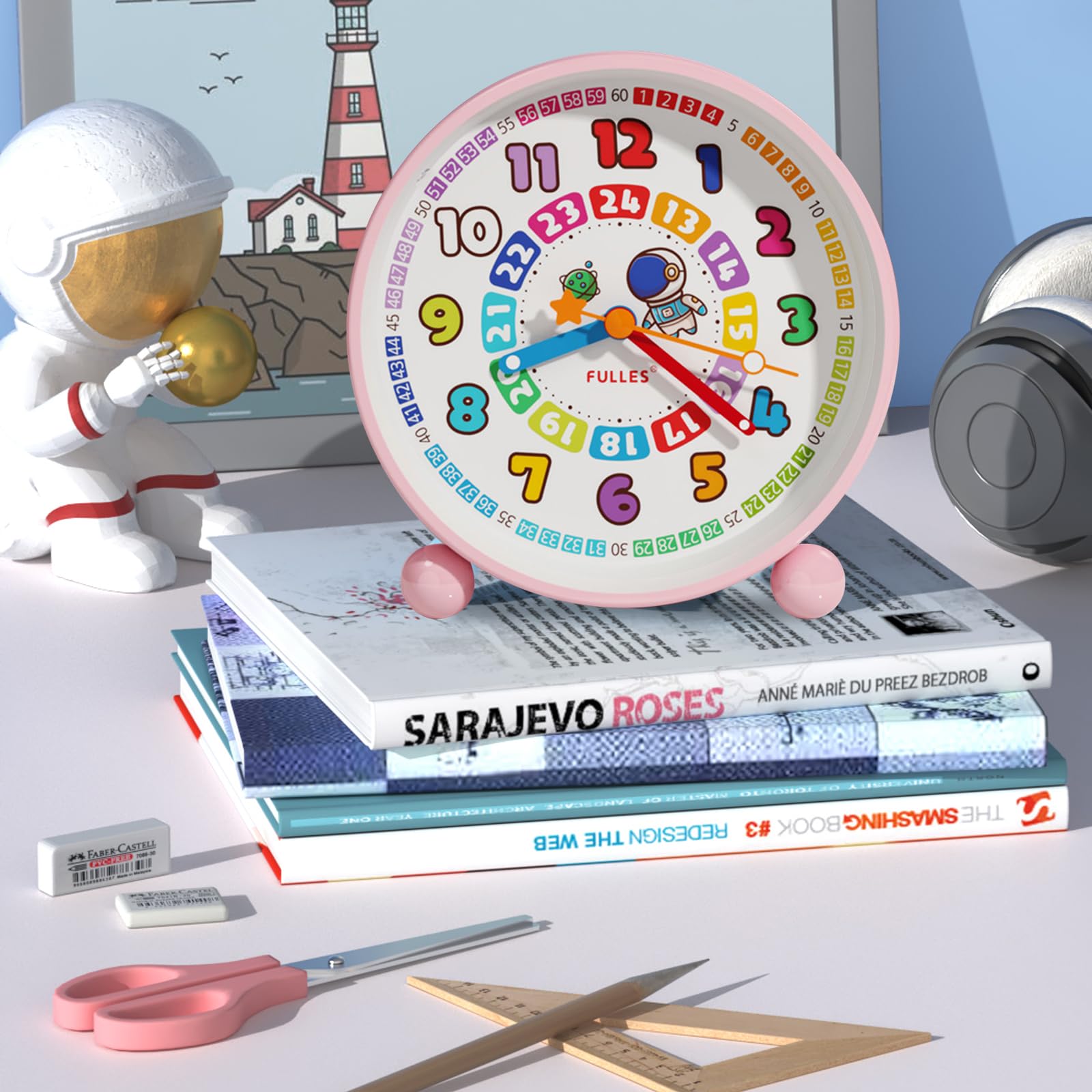 YsyYey Réveil analogique silencieux sans tic-tac pour les débutants à l'école, horloge d'apprentissage pour garçons et filles, facile à lire, cadeau YsyYey Réveil analogique silencieux sans tic-tac pour les débutants à l'école, horloge d'apprentissage pour garçons et filles, facile à lire, cadeau