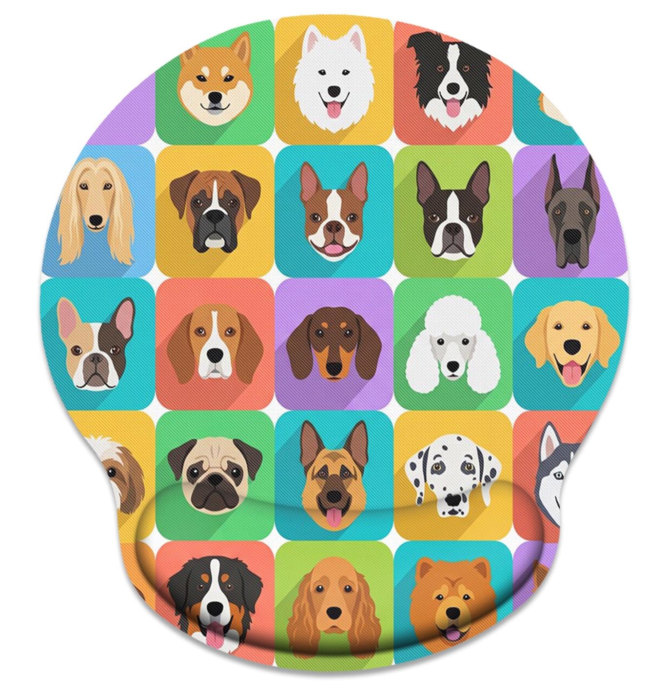 Britimes Ergonomic Mouse Pad with Wrist Support Cute Dogs Non-Slip Rubber Base Mousepad