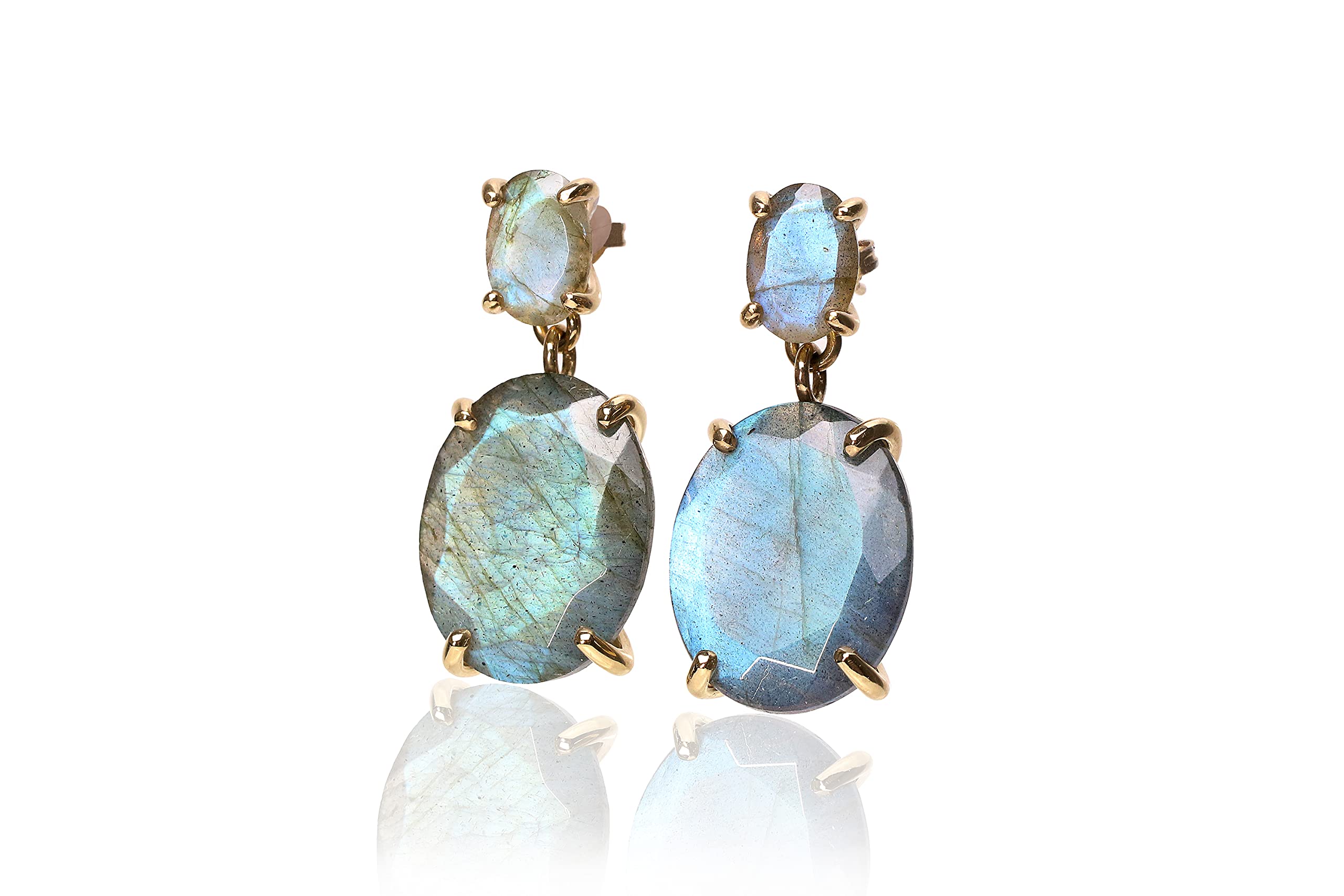 Boucles d'oreilles labradorite bleue d'exception de déclaration haute qualité - 8