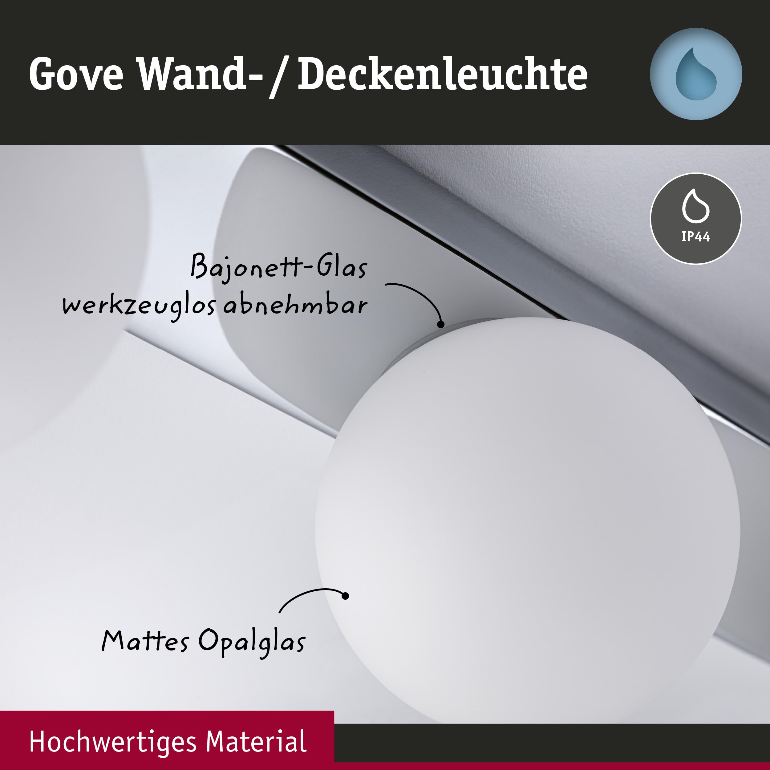 Paulmann 71063 Aplique Selection Bathroom Gove IP44 G9 230 V máx. 3x20W regulable, cromo, satinado, luminaria de baño