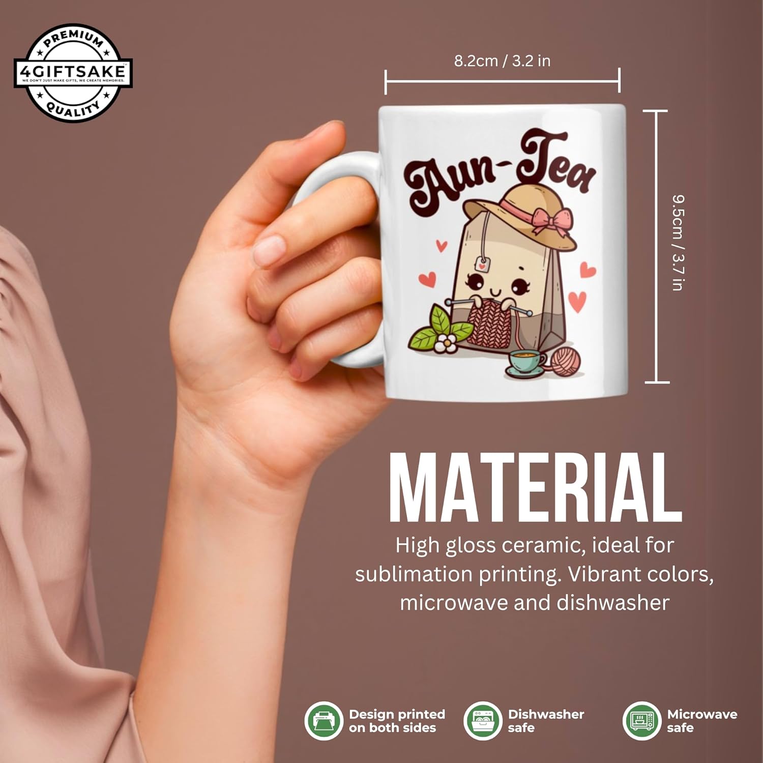 Aun-Tea Coffee Mug - Aunt Gifts from Niece & Nephew - 11oz Ceramic Mug for Tea & Coffee Lovers - Mother’s Day, Christmas & Birthday Gifts for Women - Auntie Gift Ideas - Best Aunt Ever - Image 3