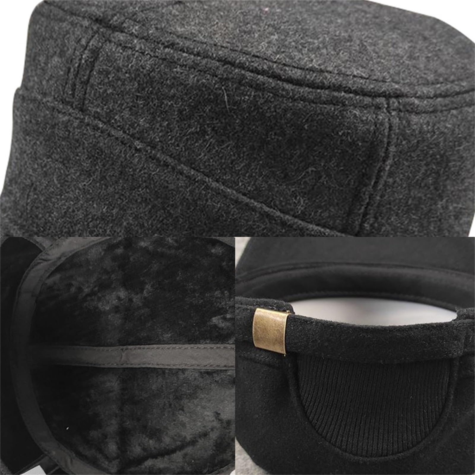 Berretto Militare da Cadetto Berretto Piatto in Tweed con Linguetta D'Anatra, approfondimento e Ispessimento, Sigillo Completo per Abbigliamento da Esterno