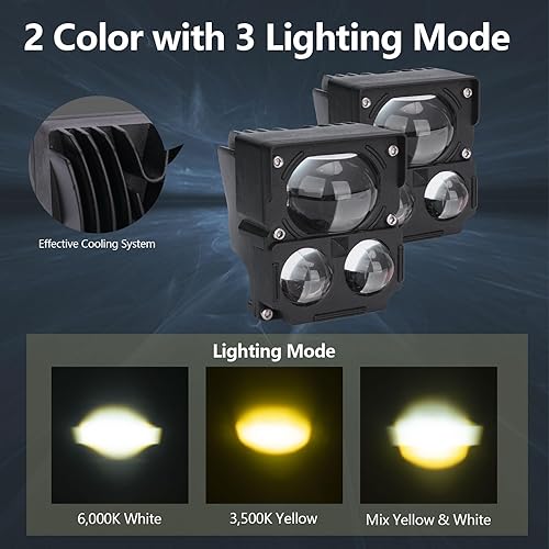 Miniatura 4 de YCHOW-BEAM Cápsulas LED blancas y amarillas, 3 pulgadas, 160 W, de doble color, todoterreno, luces de trabajo, 10800 lúmenes, haz puntal, montaje en