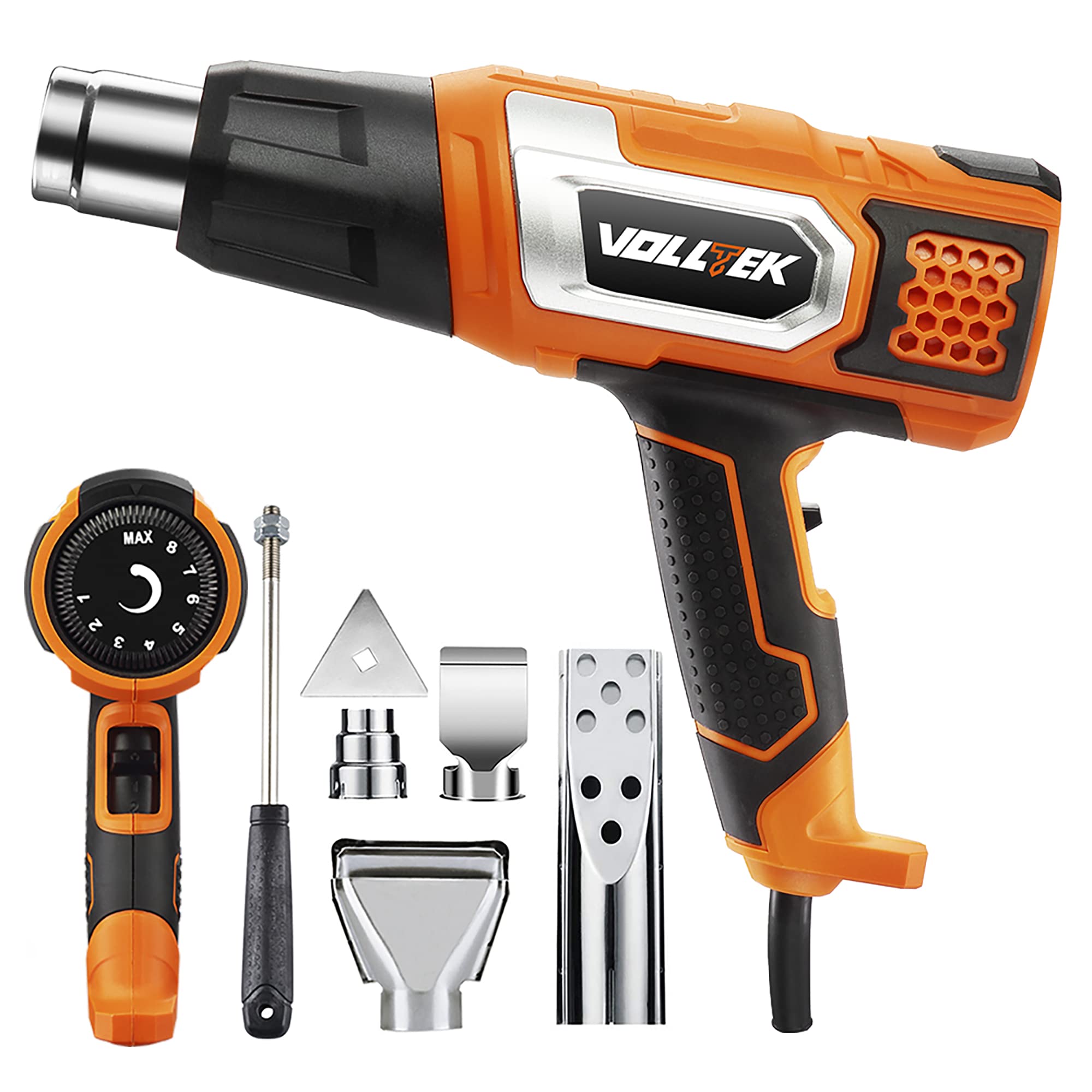 Heat Gun 1800Watt Variable Temperature and 6Pcs Accessories Hot Air Gun Kit Heating Protect, 2 Modes Heating Setting for Shrink Wrapping, Vinyl Wrap, Soldering, Tube Bending, VPHG1012