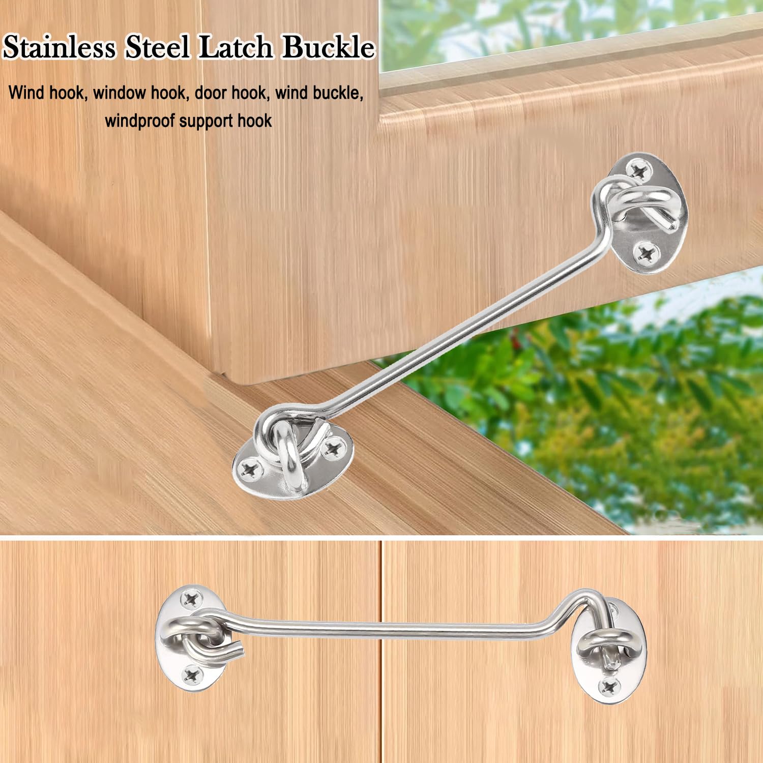 Litensh 2PCS Cabin Hook and Eye Latch Lock, Cabinet Latche Barn Door Hook Lock, Gate Door Hook and Eye Latch - Image 4