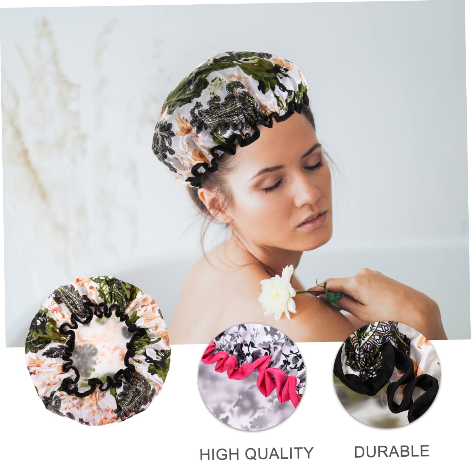 Beaupretty 6piezas Gorro Doble Para Pack De Sombreros Para Mujeres Diseño Impreso Para Cuidado Facial Baños y Limpieza Del Hogar