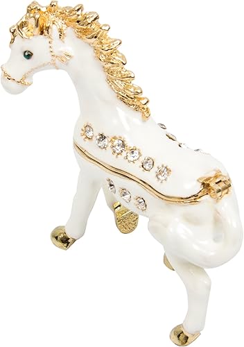 Miniatura 2 de QIFU Pintado a mano esmaltado pequeño caballo forma decorativa con bisagras joyería baratija caja regalo único para la decoración del hogar