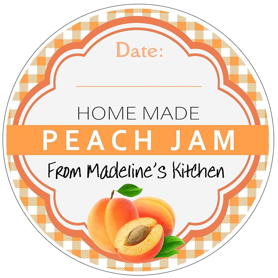 Cute Peach Apricot Canning Labels For Home Preserved Jam & Jelly Jars &ndash