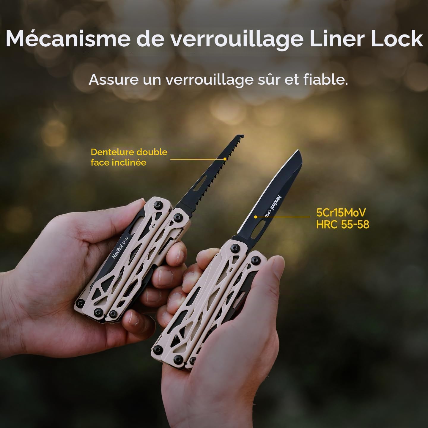NexTool Camper CP10 Outil Multifonctions 12 en 1 avec Ciseaux, Allume-Feu, Extracteur de Piquets de Tente, Couteau à Cran d'Arrêt, Scie, EDC Équipement pour Activités en Plein Air, Cadeau pour Homme