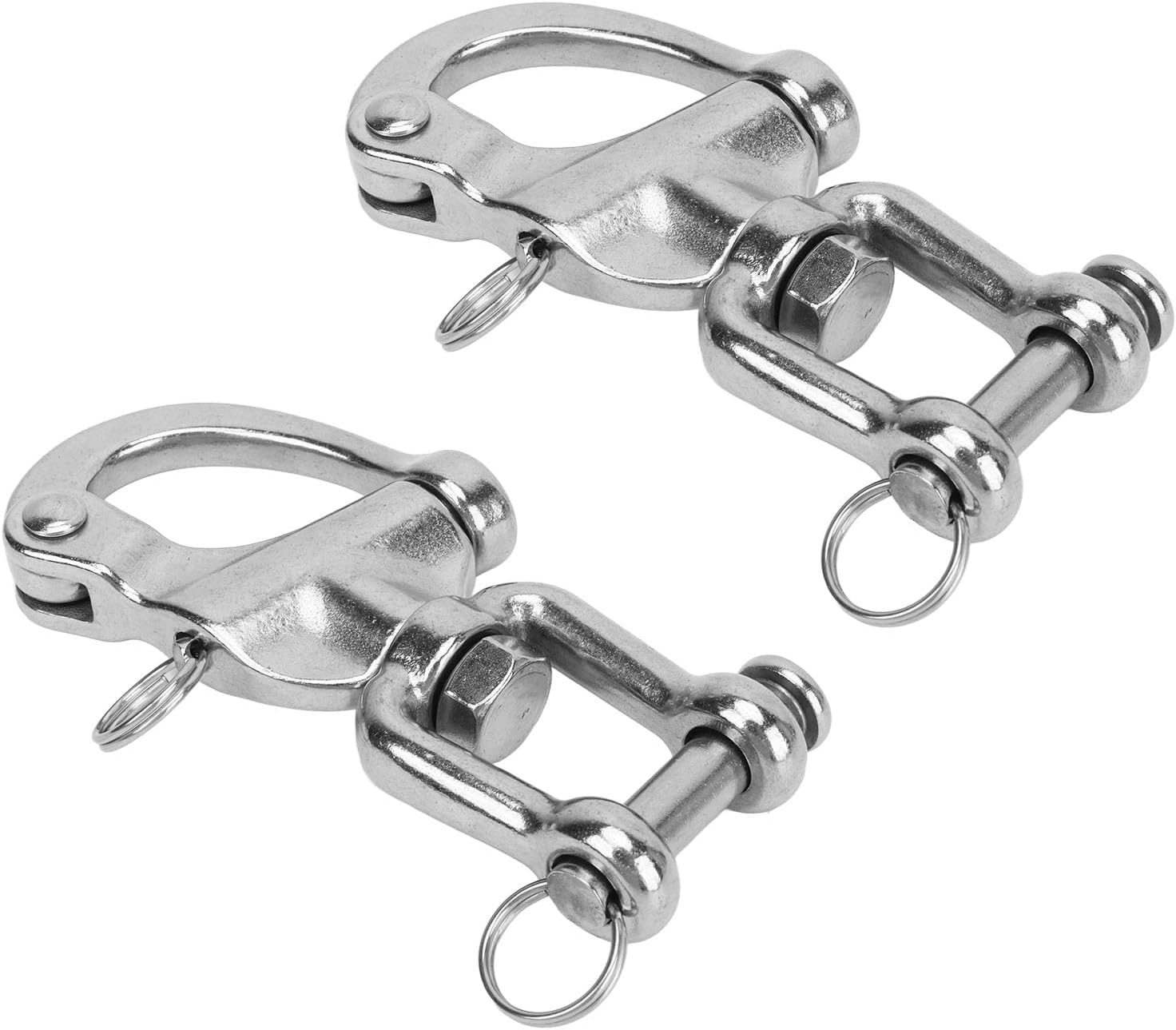2PCS Snap Shackle, 316 Stainless Steel High Strength, with Rotating Eye for Sailboat Rigging, Halyards, Industrial Purposes (128mm)