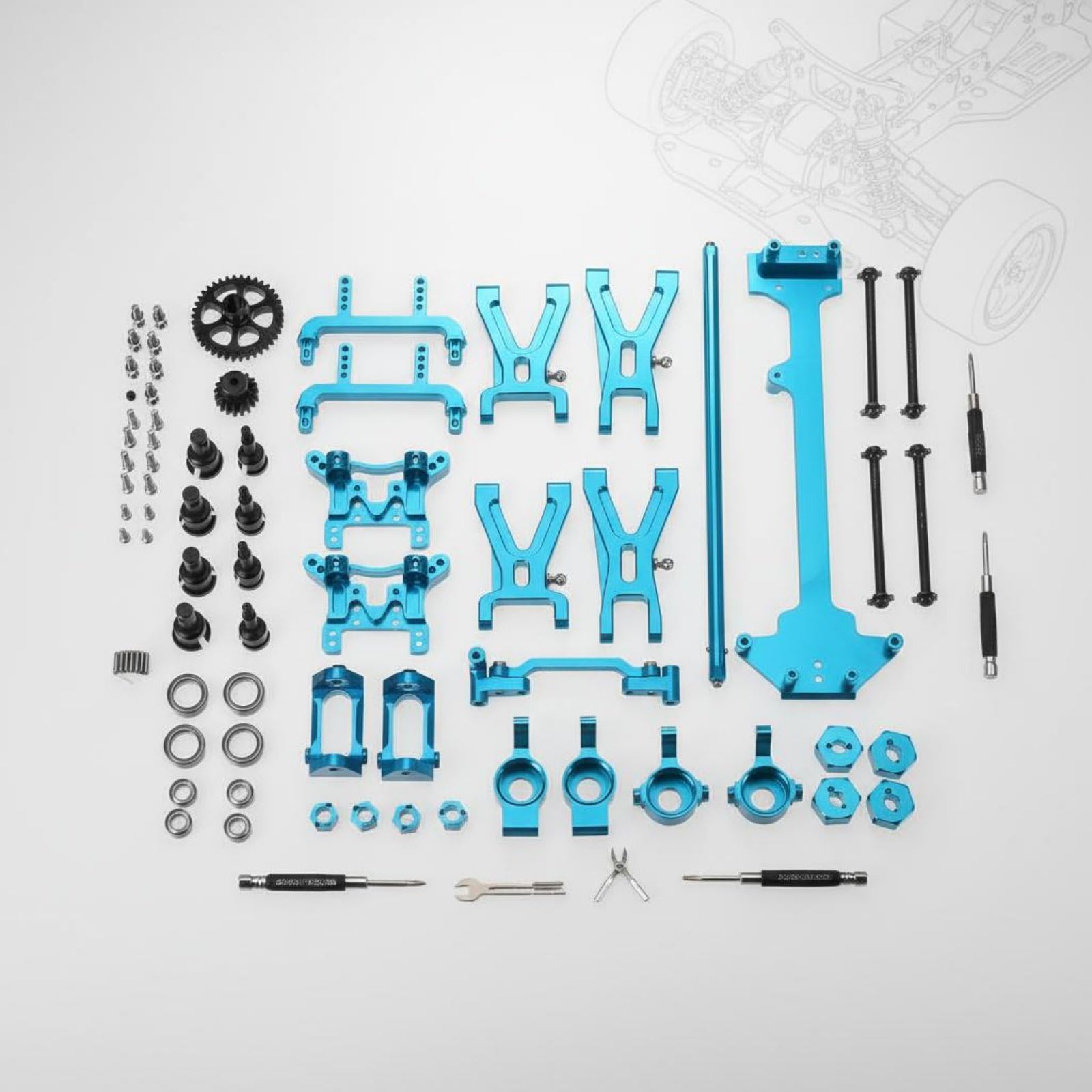 Rc Vehicle Components Kit Componenti Rc Metallo Accessori Ammortizzatori Trasmissione Cuscinetti Anteriori CNC per Ridurre Giochi E Vibrazioni Adatto, Oro