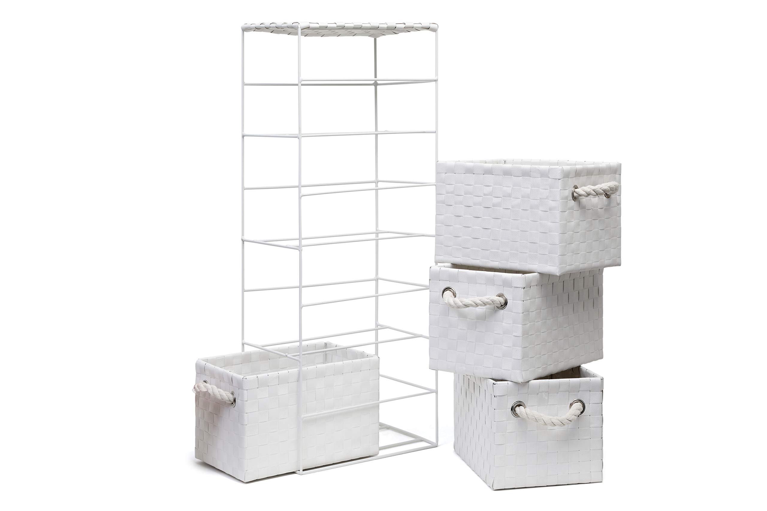 ARPAN - Armario de Almacenamiento con 4 cajones, Color Blanco, Ideal para el hogar, Oficina, Dormitorio, Unidad de 18 x 25 x 65 cm.