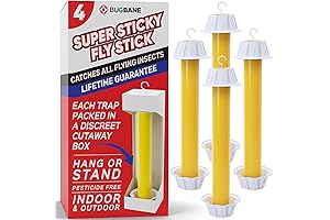 4-Pack Fly Stick Sticky Traps: Non-Toxic, Bait-Free, Indoor/Outdoor Fly Catchers