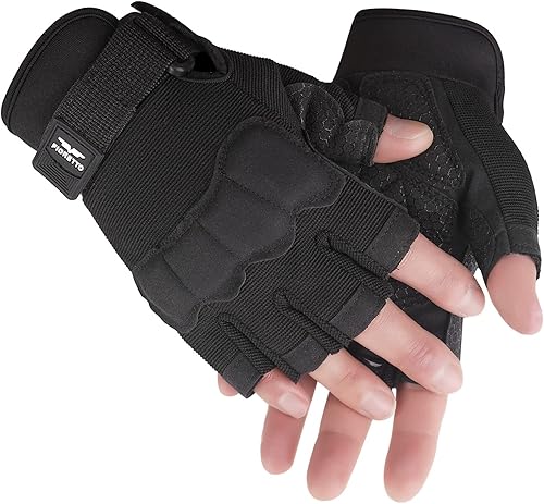 Miniatura 5 de FIORETTO Guantes sin dedos, guantes Airsoft, guantes de medio dedo para conducir, ciclismo, tiro, caza, motocicleta, escalada, trabajo al aire libre