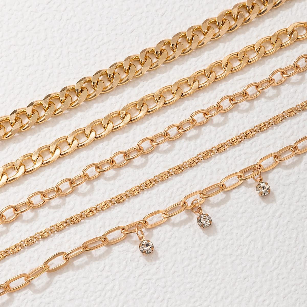 Contemporary Stackable Bracelet Set - Plated & Toned - Set of 5