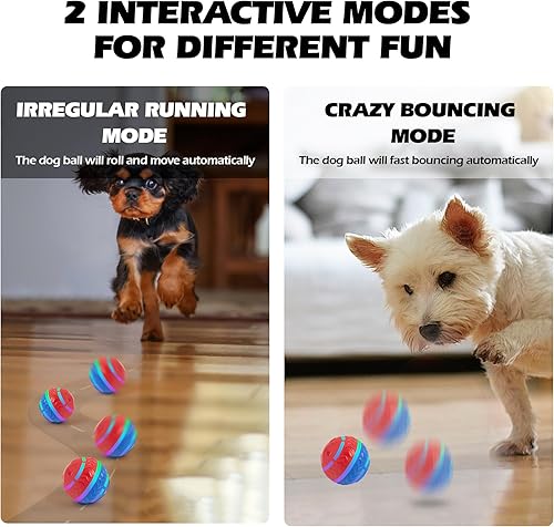 Miniatura 2 de PetPrime Pelota interactiva para perros, bola rodante activa para perros con luz LED, bola automática que rebota para mascotas, tipo C, recargable,