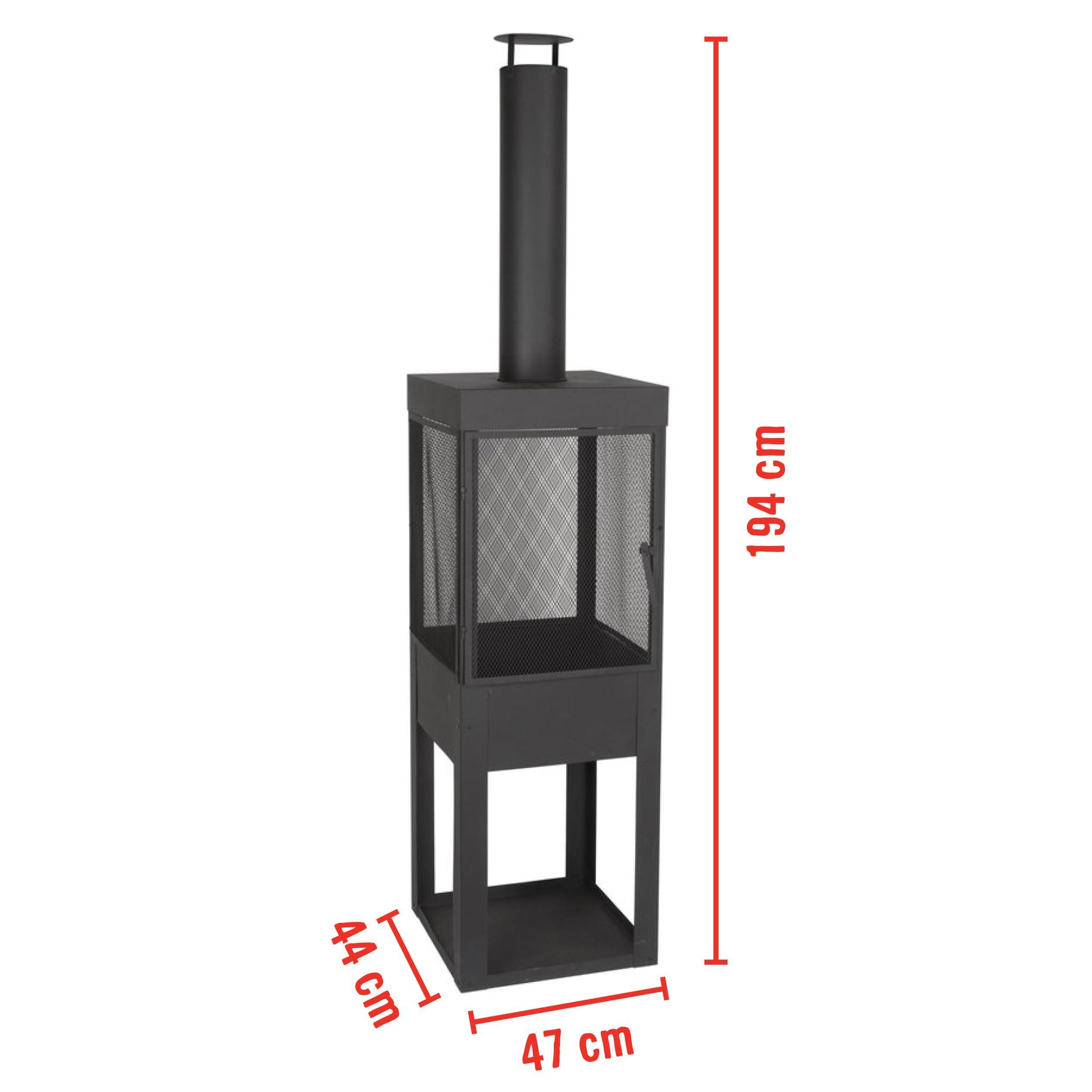 BBQ Collection Terrassenofen mit Schornstein - Gartenkamin mit Funkenschutz - Feuerstelle für den Garten oder Terasse - Karbonstahl Terrassenofen