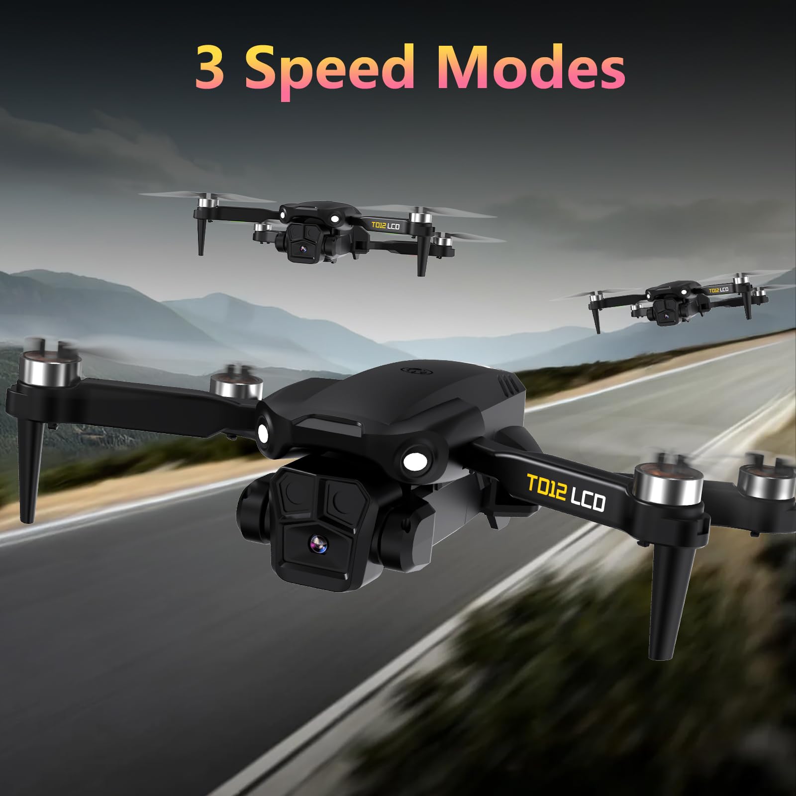 Toladrone TD12LCD Faltbare Drohne mit Kamera 4K, Drohnen mit Headless-Modus, LCD-Bildschirmübertragung, 90° Elektrische Einstellung, RC-Quadcopter für Erwachsene, Drohne für Anfänger