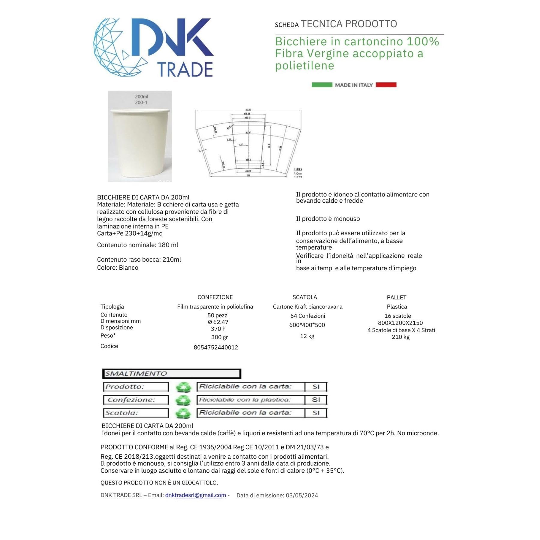 Easy8 100 Bicchieri Carta 200 ml, Bicchieri Usa e Getta, per Caffè, Acqua, Bevande Calde Fredde, Biodegradabili, Monouso, Grandi, Ecologici, Sostenibili