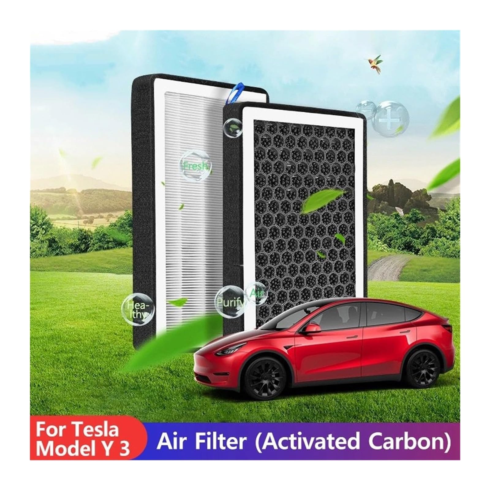 Filtr powietrza kabinowego 2 szt./4 Filtr powietrza kabinowego pasuje do modelu Y Model 3 filtr HEPA materiał z węglem aktywnym akcesoria samochodowe Zamiennik PyłuSamochodowego dla(4PCS)