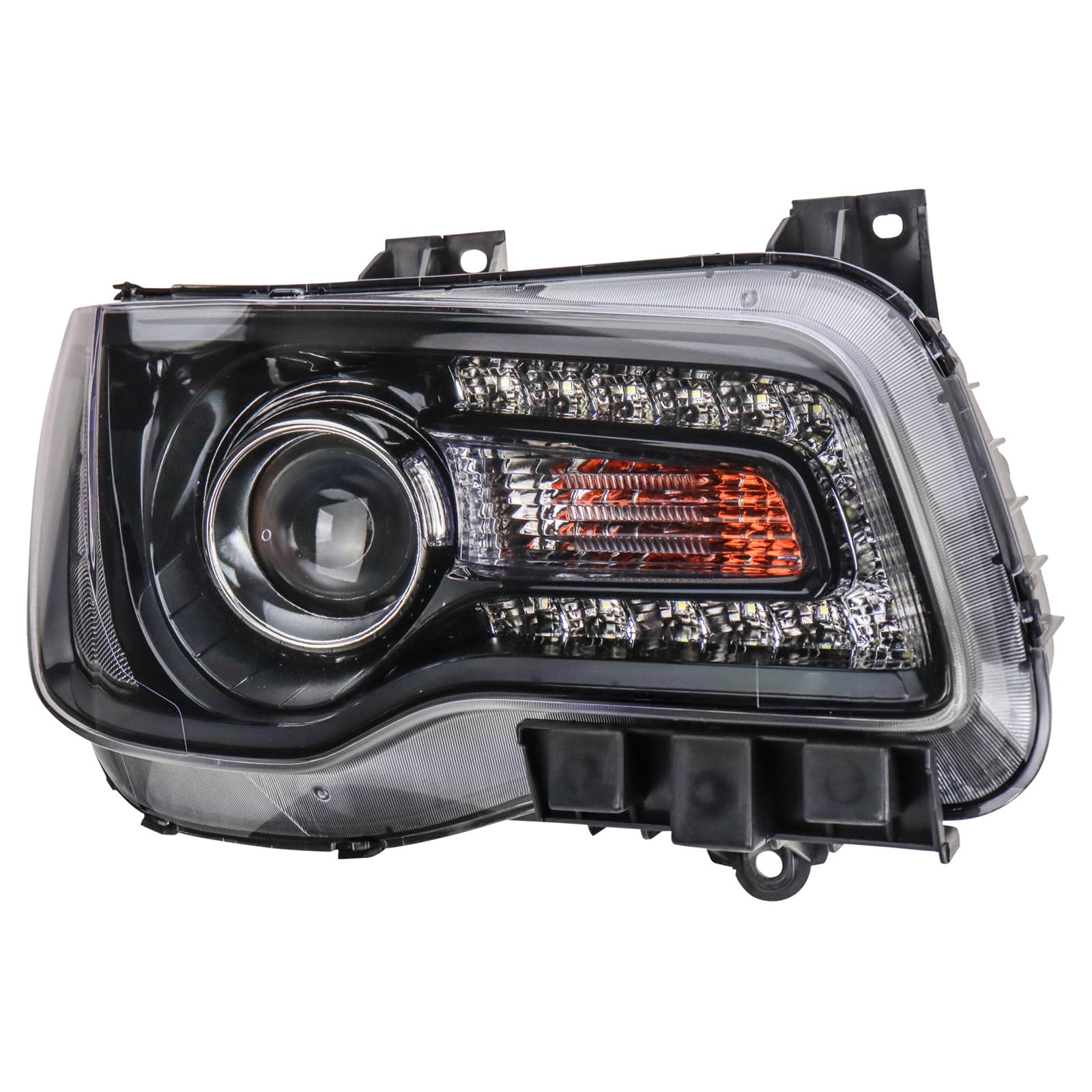 TRQ Passenger Side Headlight Assembly Halogen Black Bezel Compatible with 2015-2017 Chrysler 300 C CH2502268 CH2503269